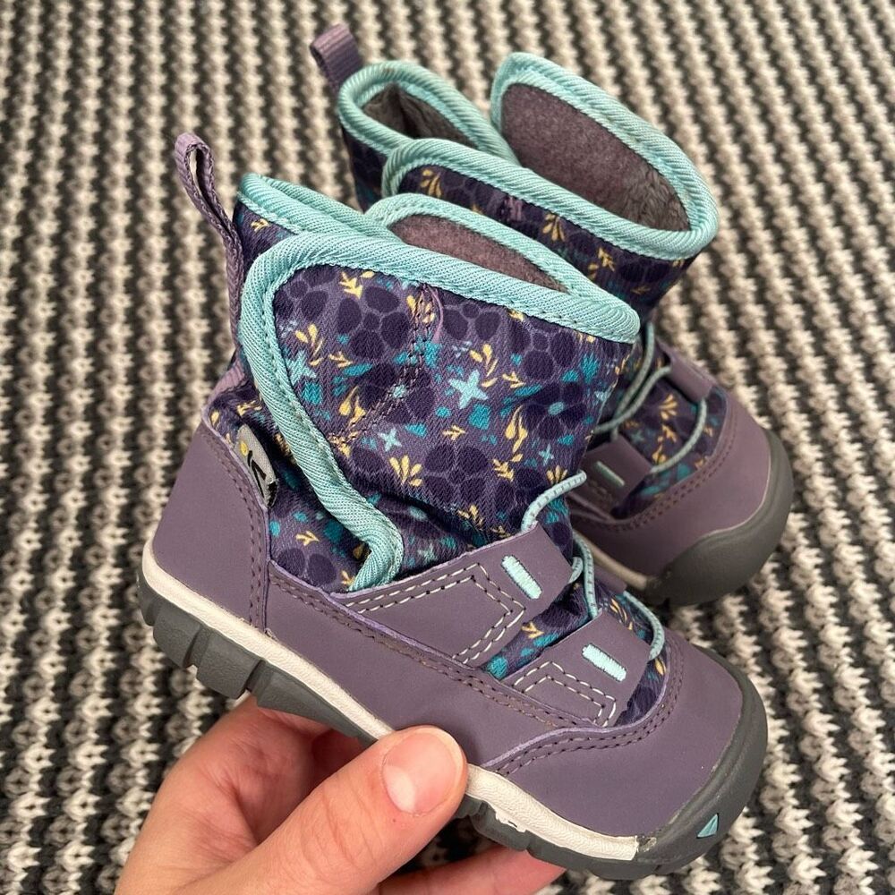 Keen Purple and Teal Floral Kids Winter Boots